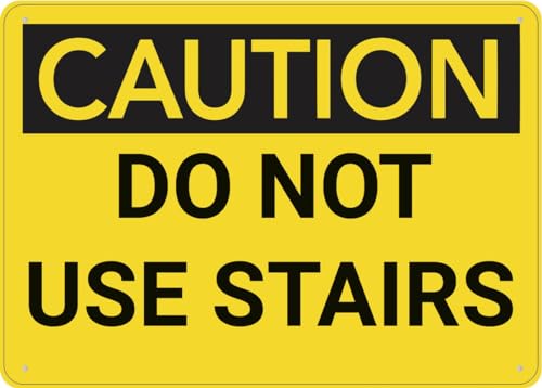 XingFox Señal de precaución para escaleras, para negocios, de aluminio inoxidable con impresión UV, 4 orificios preperforados, duradera y resistente a la intemperie, de 20 x 30 cm.