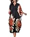 JILUVIN Kaftan Dresses for Women Plus Size V Neck Caftans Long Batwing Sleeve Beach Cover Ups Summer Floral Print Dress (Orange Green Floral,One Size)