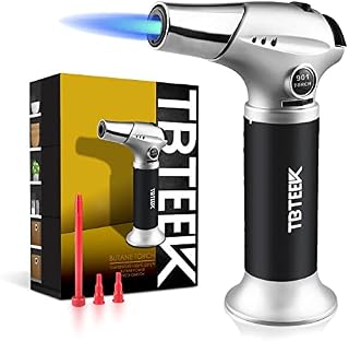 TBTeek Blow Torch, Fit All Tanks Kitchen Blow Torch with Safety Lock & Adjustable Flame for Cooking, BBQ, Baking, Brulee, Creme, DIY Soldering(Butane Not Included)