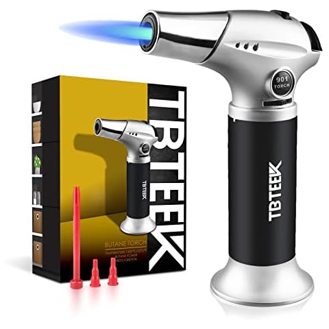 TBTeek Blow Torch, Fit All Tanks Kitchen Blow Torch with Safety Lock & Adjustable Flame for Cooking, BBQ, Baking, Brulee, Creme, DIY Soldering(Butane Not Included) Cover