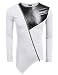 Coofany Mens Fashion Shirts Long Sleeve Zipper Irregular T-Shirt,White,Small