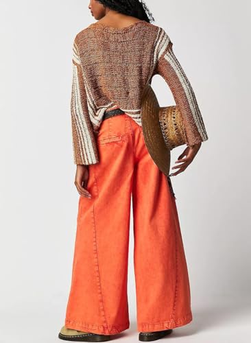 chouyatou Women's Boyfriend Denim Cargo Pants Y2K Baggy Wide Leg Casual Dressy Jeans Culottes2