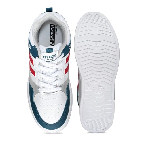 Image of ASIAN Men's BOSTON-02 White Casual Sneaker Shoes with Synthetic Upper Lightweight Comfortable Mid Top Sneaker Shoes for Men's & Boy's