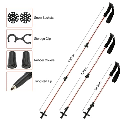 Hrking Womens Snowshoes Set,Youth Snowsheos With Trekking Poles,Carrying Tote Bag Red 14" /21" /25"/30" #TOP4