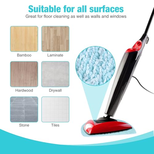 5 Stück Ersatzpad für Leifheit CleanTenso Power 2.0 Dampfreiniger, Wiederverwendbar Mikrofaser Wischbezug für Alle Böden, Dampfmop Ersatz mit Klettunterseite, Waschbare Ersatzbezüge