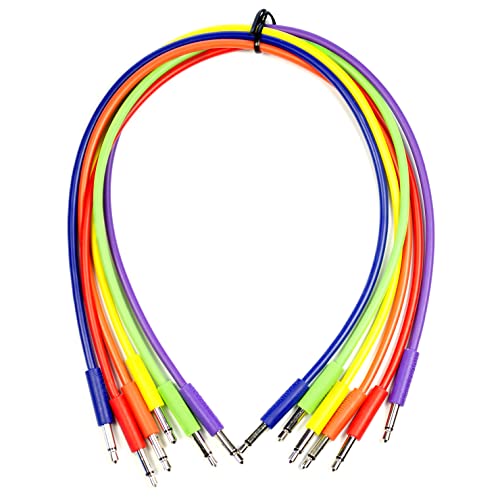 Heinakroon Slimline Multi-Colored Cv Patch Cables Eurorack Modular Patch Leads, 6-Pack (11.8") #TOP17