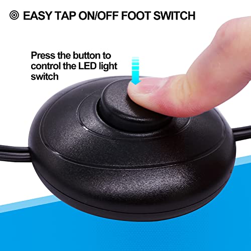 Twidec N-012-1.8MX Foot Switch Floor Black Foot Pedal Push Switch Round Inline Lamp Light On-Off Control Foot Switch 3A 125Vac thumb #1
