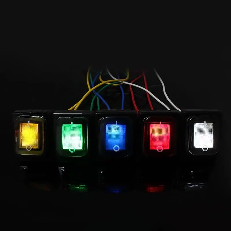 T85 12v 24v 220v 30A Rocker Switch kcd4 Heavy Duty Four pin Waterproof on Off Sliver Contact Point Copper pin red led lamp(White,48v)