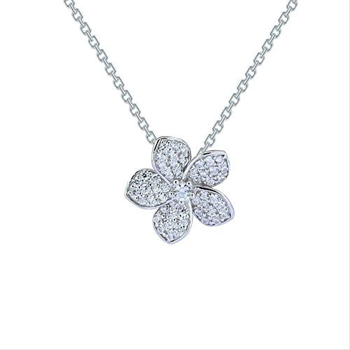 Preisvergleich Produktbild CKAWM Halskette Frangipani Zirkon Schlüsselbein Kette In Silber Blume Halskette