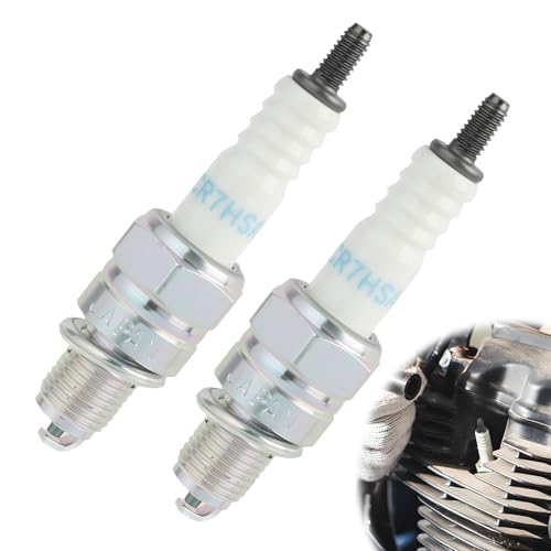 2pcs CR7HSA/C7HS Bujía Reemplaza, para Scooters, Ciclomotores y Motocicletas – Roscado de 10 mm, Bujias Coche Gasolina, para Mejorar el Rendimiento del Motor y Una Ignición Eficiente