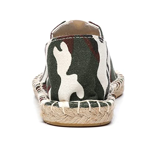 Mintzice Women's Camo Comfortable Slip On Canvas Espadrilles Flat Splice Green 7 Us #TOP2