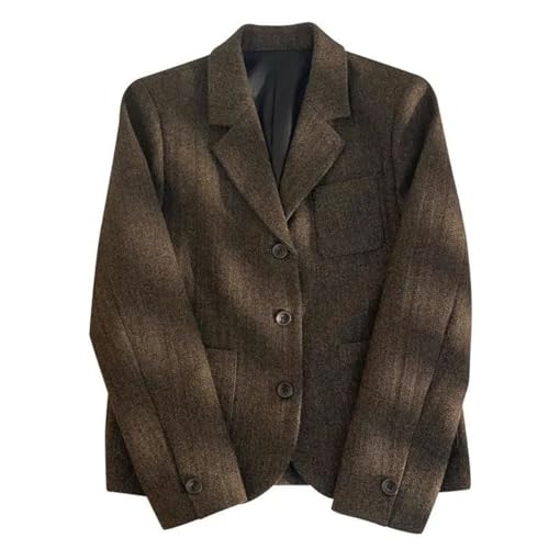 Veste de costume blazer à chevrons femme : manteau boutonné décontracté d'affaires automne