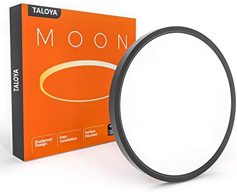TALOYA Flush Mount LED Ceiling Light Fixture Black,12 Inch 20 Watt, Thin Ceiling Lamp Surface Mount for Kitchen Bedroom Utility Laundry Closet Room,3 Color Temperatures in One (3000k/4000k/6500k)