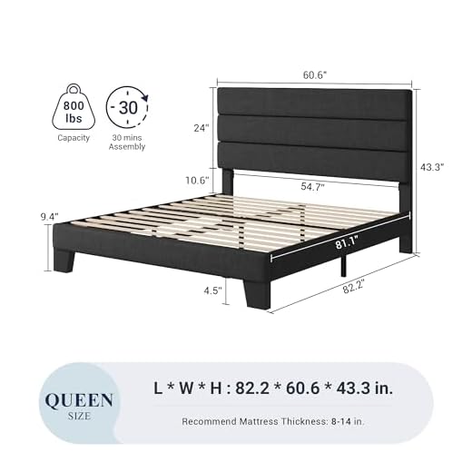 Allewie Queen Size Upholstered Bed Frame
