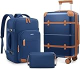 Mosslly Luggage Sets 3 Piece, Expandable 100% PC Hardshell Suitcase with Spinner Wheels, 20in Suitcase Set with TSA Lock for Women, Carry On Luggage with Travel Backpack