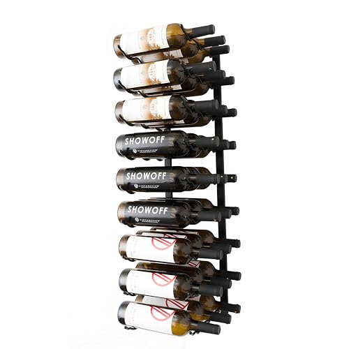 VintageView W Series Pro Wine Rack 3 - Triple Depth, Metal Wall Mounted Wine Rack - Modern, Easy Access Wine Storage - Space Saving Wine Rack with 27 Bottle Storage Capacity - (Matte Black)