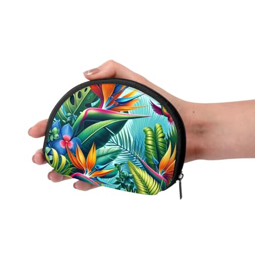 Portable Coin Purse Island-Style-Floral Mini Zippered Money Pouch Card Holder3