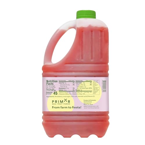 Primor Fruit Purees | Made with Real Fruit | Countless Applications: Juices, Smoothies, Cocktails, Desserts, and More - Strawberry