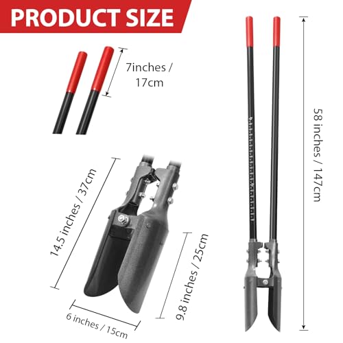 HANTOP Post Hole Digger Heavy Duty Manual Hole Digger with Scale Mark for Digging,58 inches