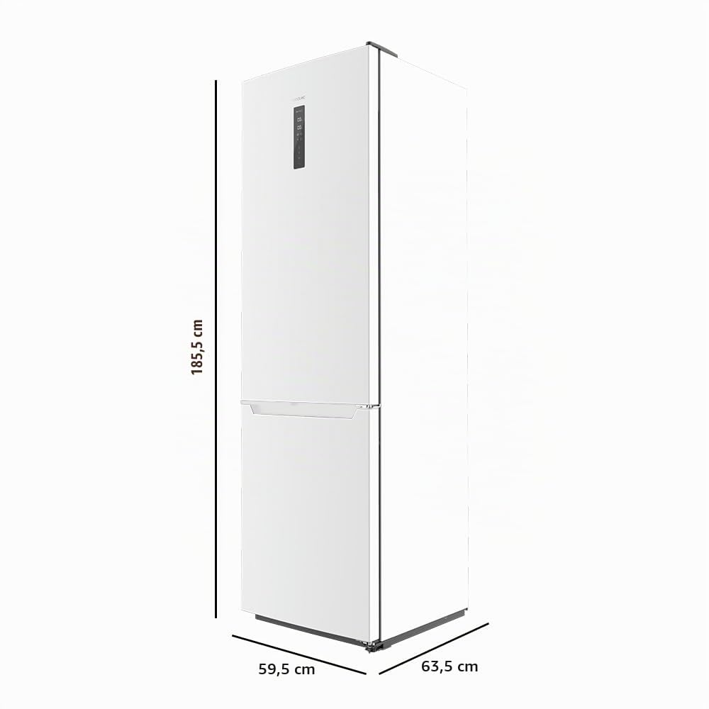 Cecotec Frigorífico Combi 2 Puertas Bolero CoolMarket Combi 322 White D. 322 L, Altura 185 y 60 cm de Ancho, Bajo Consumo, Motor Inverter, Sistema Multi Air Flow, Total No frost