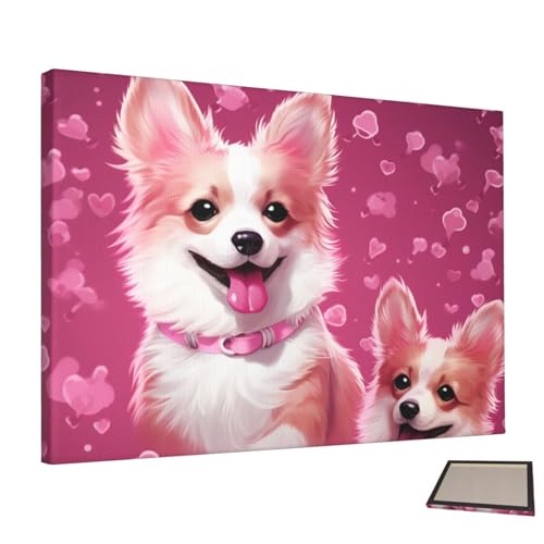 Images à suspendre corgi rose pour rompre la monotonie d'un mur blanc de chambre