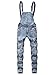 WDIRARA Men's Ripped Distressed Skinny Denim Overalls Dungarees Jeans Jumpsuits with Pocket Light Wash M