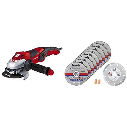 Einhell Winkelschleifer TE-AG 125 CE (1100 W, Scheibe Ø 125 mm, Konstantelektronik, Schutzhaube, Schlüssel im verstellbaren Zusatzhandgriff, inkl. Trennscheibenset)