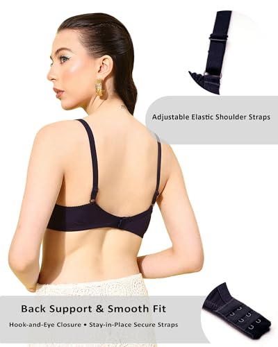 Image of Leading Lady Women Printed Lightly Padded Non Wired Seamless T-Shirt Bras | Adjustable Straps | Full Coverage | Everyday Bra (Pack of 1)