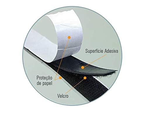 Velcro Fita Auto Adesiva com material Macho + Fêmea 25mm Fixação De Pedais - 5 Metros BRANCO
