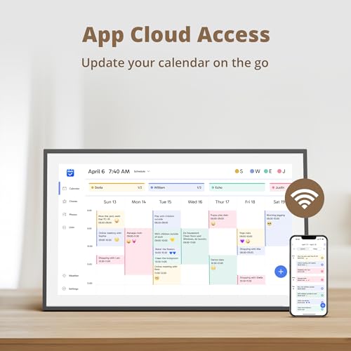 Image of Dragon Touch 21.5 inch Digital Calendar Chore Chart - 1080P Full HD Interactive Touchscreen, Smart Family Planner, Hearth Display Digital Calendar Wall & Desk Mountable for Seamless Scheduling Black
