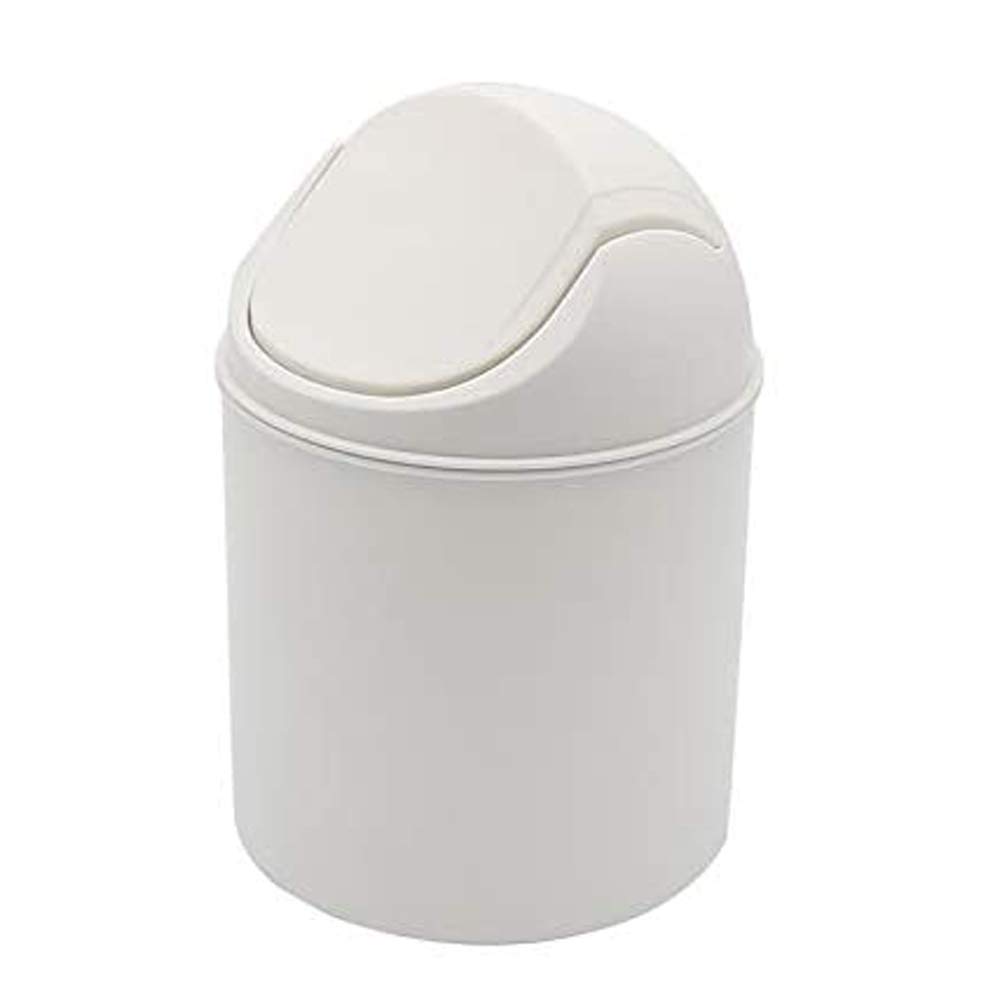 Anjing Beige Waste Basket Desk Storage Box Mini Trash Can Desktop Shaking Trash Bin For Home