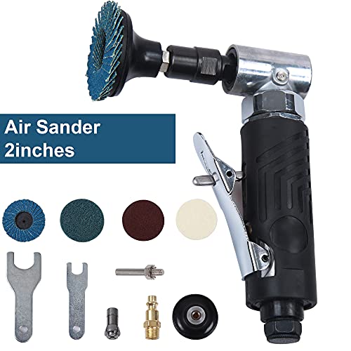 Angle Air Die Grinder 1/4 Inch With 4 Pcs 2" Roll Lock Sanding Discs, 90 Degree Angle Pneumatic Die Grinder #TOP6