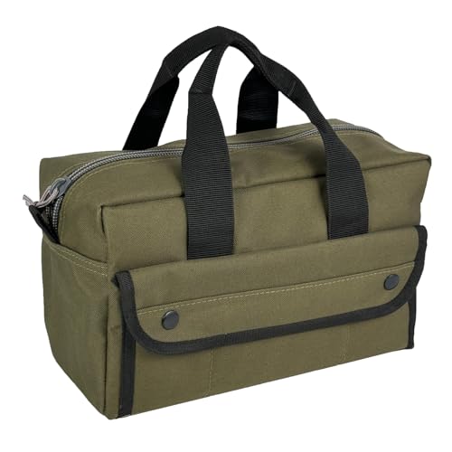 Hannibal Tactical Tool Pouch Bag with Easy Lift Handles, Portable Tool Tote Organizer with Multi-Pocket and Wide Mouth Design, Olive/Black