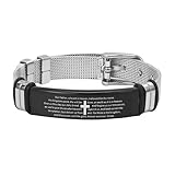 Générique Bible Man Armband – 1 x religiöses Armband aus Edelstahl | Christian Cross Schrift | für Prayer Link Handgelenk | Geschenke von heiligem biblischem Schmuck