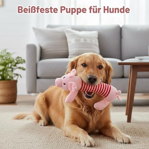 ZocRjvN Anti Stress Pig für Hunde, hundespielzeug unzerstörbar, Hundespielzeug Schwein Für Angstreinigung, Interaktives Kau-Spielzeug Für Kleine und Große Rassen, 22 x 10 cm