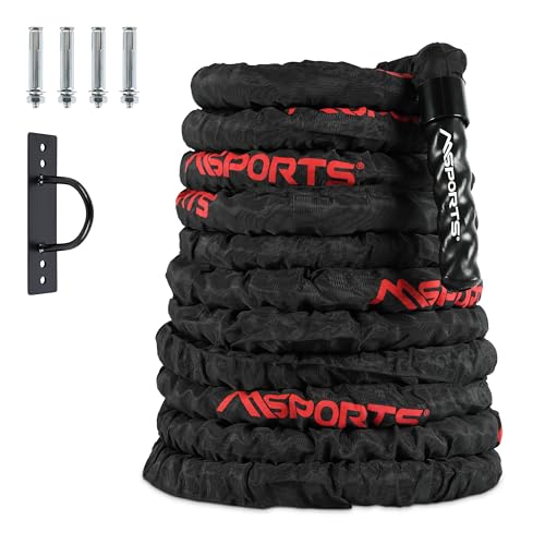 MSPORTS Battle Rope Professional Studio kwaliteit | Lengte: 15 m | Diameter: 5 cm | Trainingskabel Sporttouw slagkabel Fitness Tau slangtouw vliegtouw