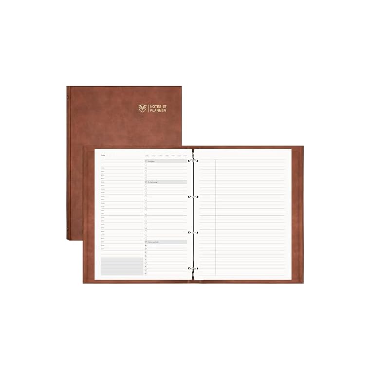 EMSHOI Undated Daily Planner - A4 Large To Do List Notebook Appointment Book for Productivity Time Management, with Hourly Planner Refills, Hardcover Binder Leather Journal - 240 Pages, 9.2x12