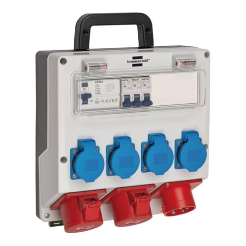 Brennenstuhl Distributore da parete IP44 (distributore di corrente per fissaggio a parete 16 A, con interruttore di sicurezza FI 30 mA)