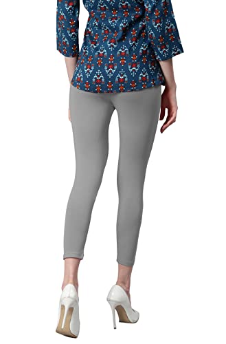 Image of Janasya Women's Grey Viscose Lycra Legging