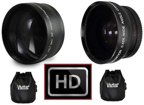 Teleobjetivo HD de 2 piezas y lente gran angular para Canon XA55 XA50 XA45 XA40 Vixia HF G60 G50