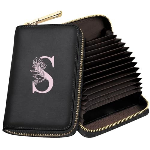 Zipper Wallet Women, Credit Card Holder, Small Accordion Card Cases Holder, RFID Blocking Wallet, Letter Business Card Cases (S)