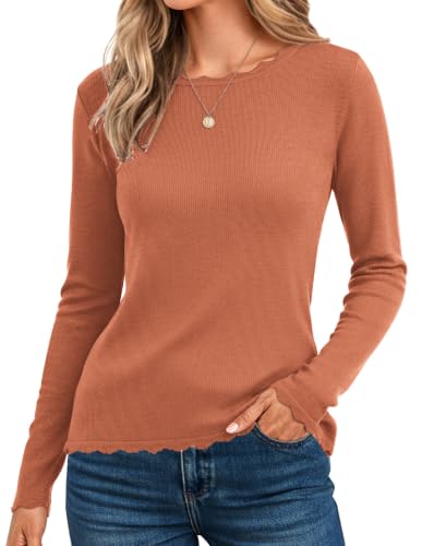 Image of GRACE KARIN Fall Sweaters for Women 2026 Long Sleeve Crewneck Business Casual Tops High Stretchy Knit Fitted Pullover Sweater