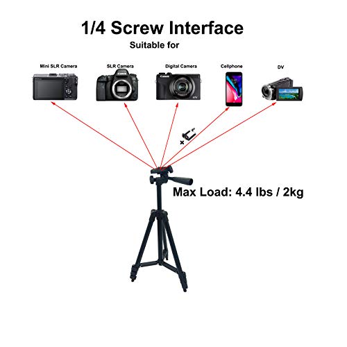 Seaigle Kamerastativ, leicht, mit Handyhalterung und Tragetasche, verstellbar, für DV-Camcorder, DSLR-Smartphone, iPhone… – Bild 3