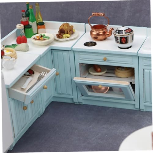Muebles de casa de muñecas de madera escala 1/12 cocina de diseño delicado 5