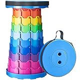 Doseno Upgraded Foldable Stool with Load Capacity 550lbs,Portable Collapsible Stool Retractable Stool for Fishing,Hiking Tours,BBQ,Parties,Outdoor Activities (Rainbow-B)
