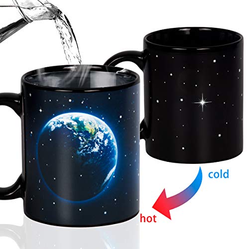 Manmon 12 Ounce earth Heat Sensitive Mug Changing Color Magic Coffee Ceramic Cup