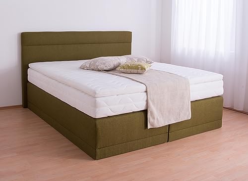 AUKONA Boxspringbett Hanna 120x200, Grün H3, 7 Zonen Taschenfederkern-Matratze, H2 H3 H4, Komfortschaum-Topper, Lieferung und Aufbau kostenlos