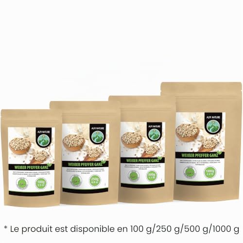 Alpi Nature Poivre Blanc en Grain 250g, Poivre en Grain Entier pour la Cuisine et Mélanges d'Épices – vue 8