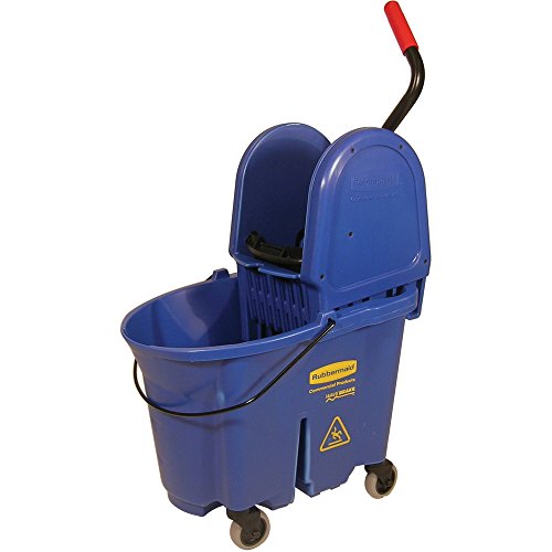 Image of Rubbermaid Commercial WaveBrake 2.0 35 QT Down-Press Mop Bucket and Wringer, Blue, Heavy Duty Mopping /Cleaning for Professional /Janitorial Use