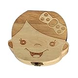 Caixa Porta Dentes de Leite, Cabelos para Bebê - Madeira Tratada Natural Segura, Formato Cabeça Fofo Menina ou Menino | Ideal para Guardar Lembranças Especiais e Eternizar Momentos (Menina)